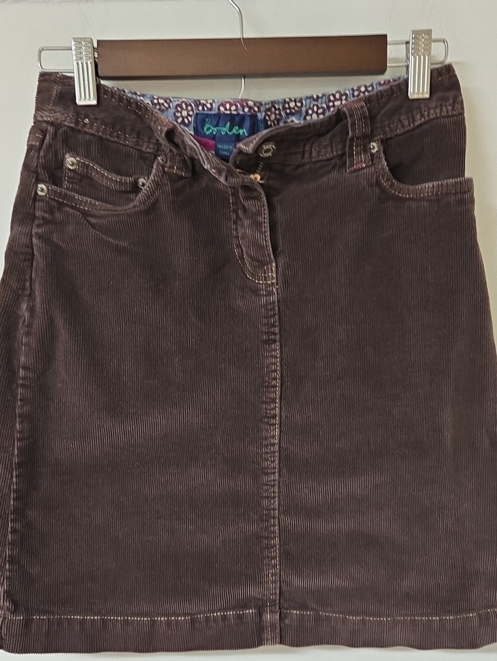 Boden Brown Corduroy Skirt Size 8